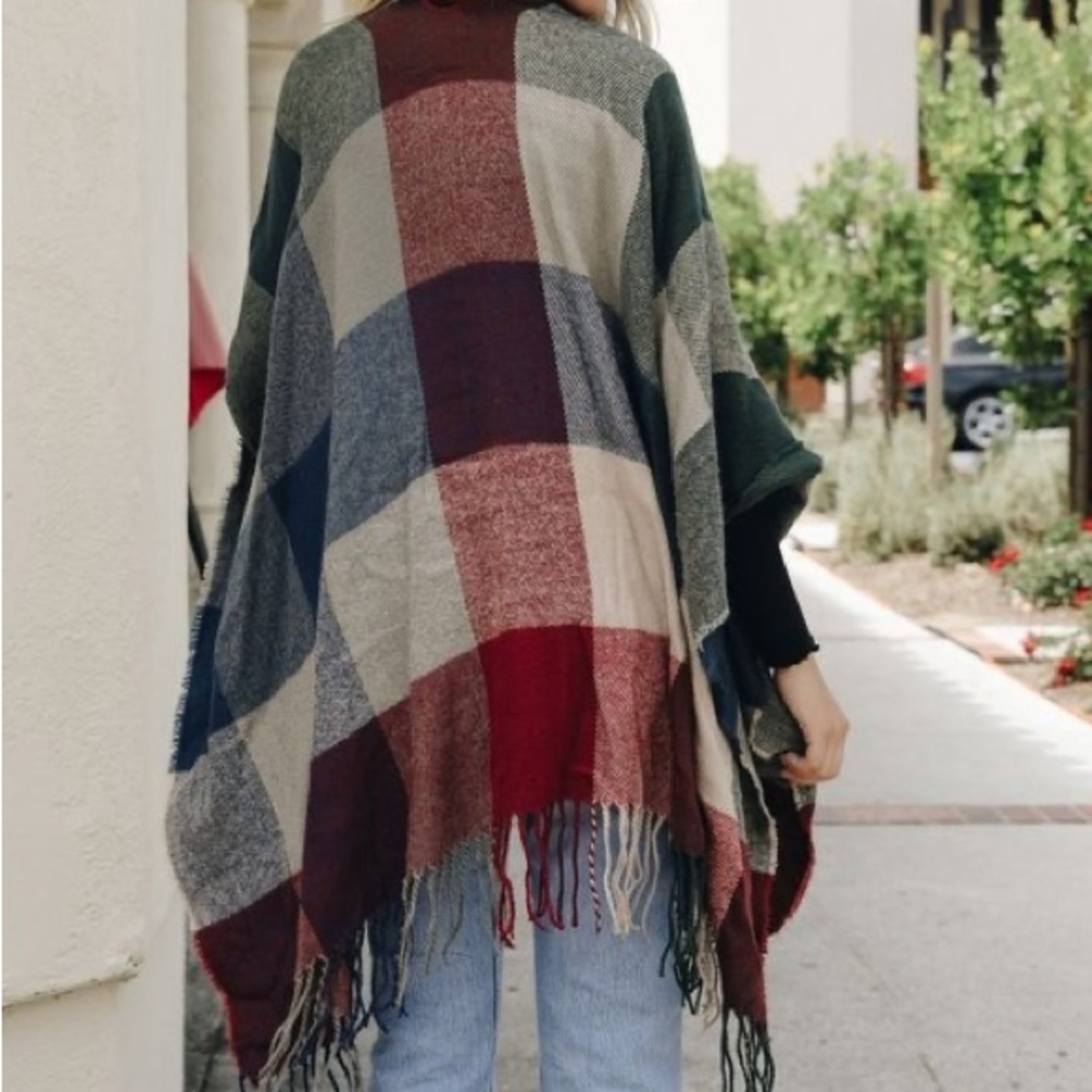 Plaid Ruana Wrap - Picture 2 of 2